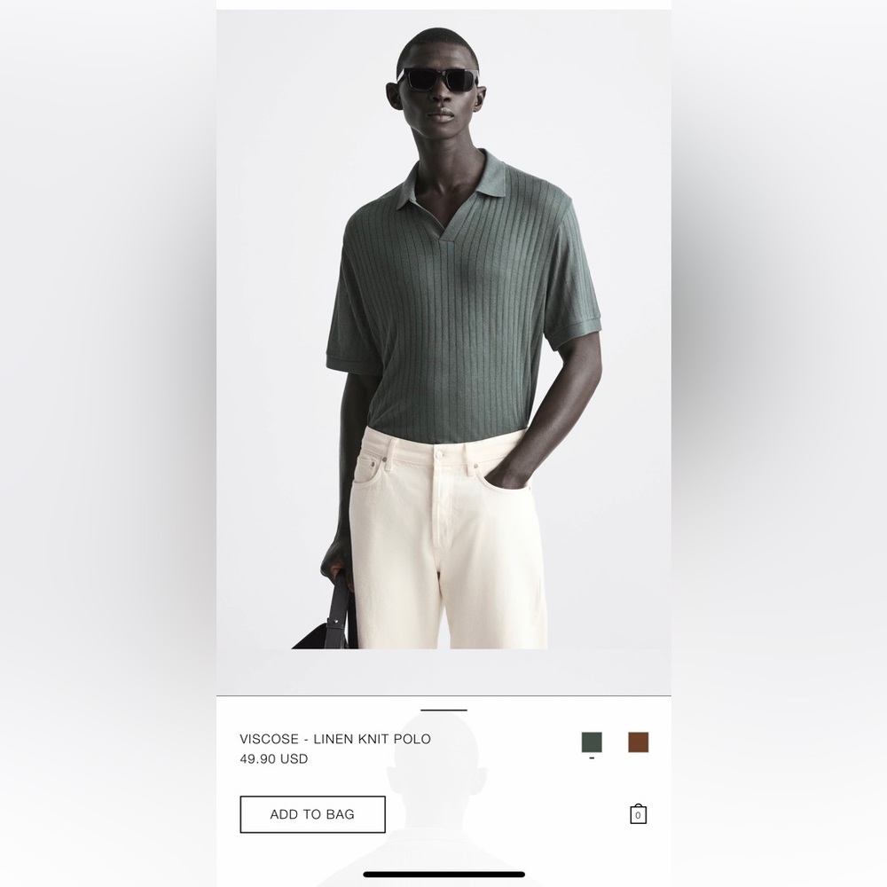 Zara Knit Polo Shirt Size M - Relaxed fit